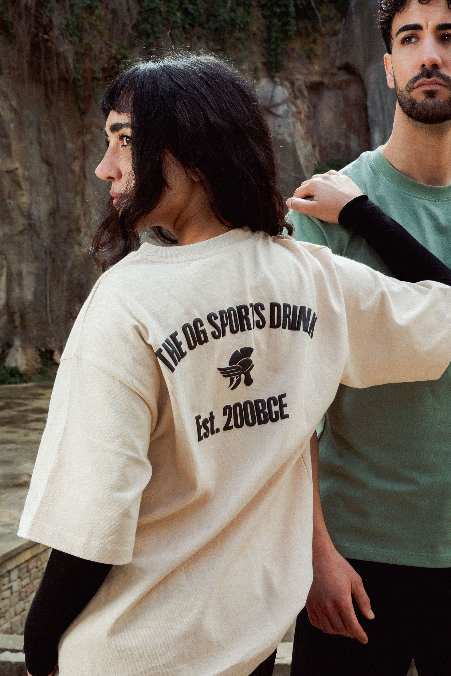 POSCA HEAVYWEIGHT PUFF PRINT TEE TAUPE