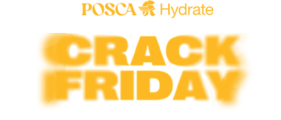 Promotional graphic for 'Crack Friday' with POSCA Hydrate branding on a white background.